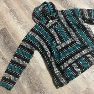 Baja Hoodie / Black and Teal / Size M